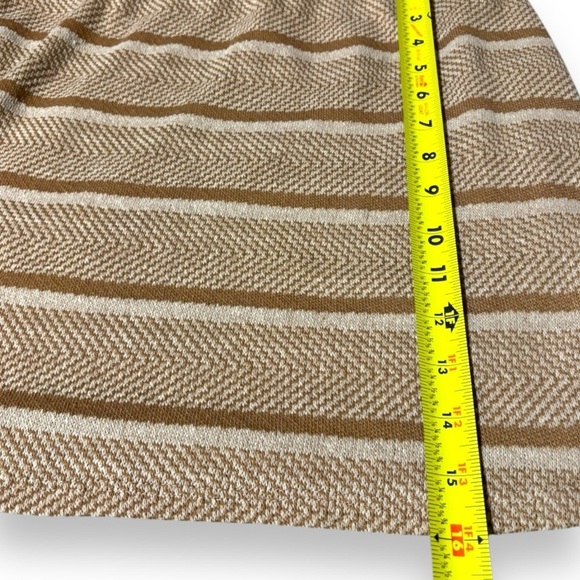 Luca + Grae NWT Bodycon Lined Lg Elastic Waist Woven Nude/Tan Stripe Mini Skirt - Picture 6 of 16